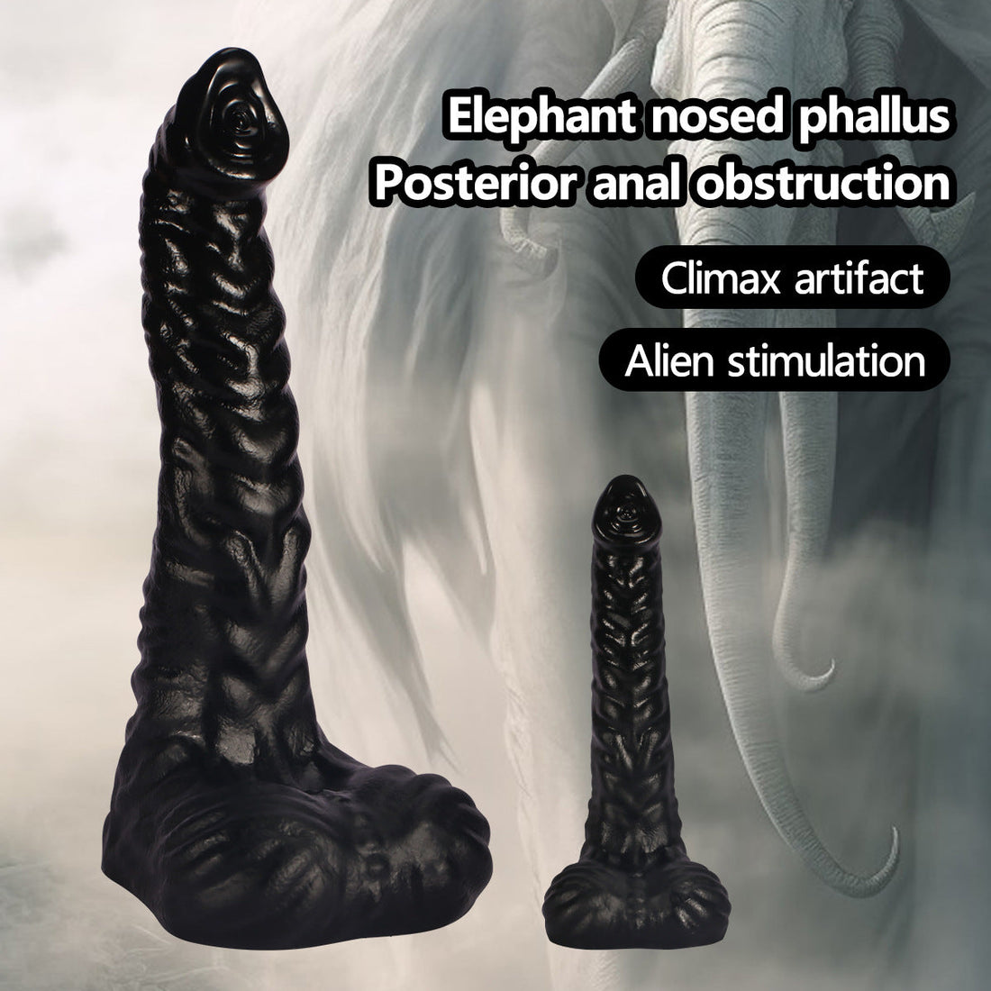 Black Custom Realistic Elephant Fantasy Dildo