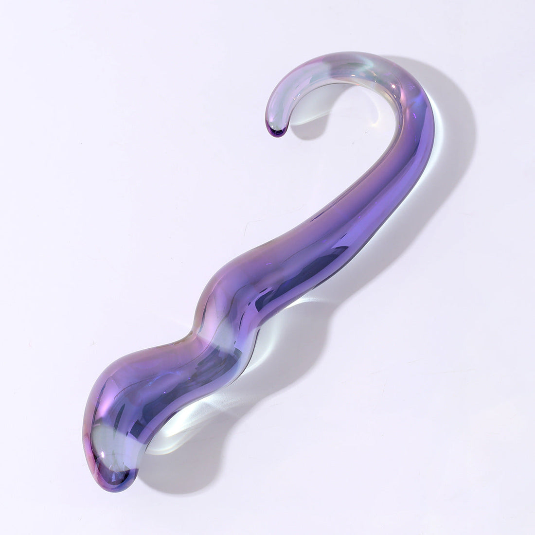 Purple Wave Curved G Spot Glass Dildo