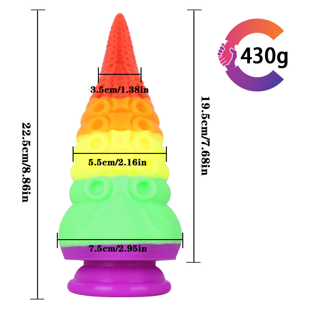 Rainbow Octopus Tentacle Suction Cup Dildo