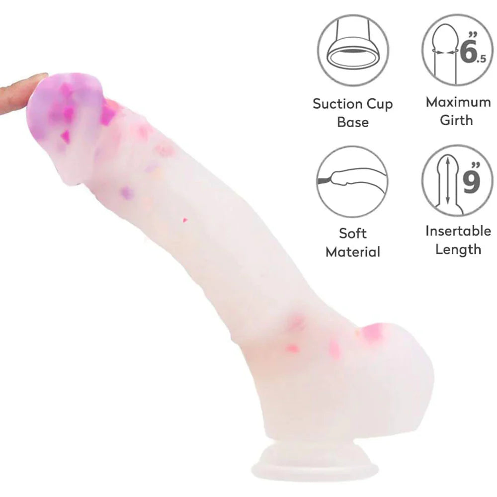 9 Inch Confetti Jelly Silicone Dildo