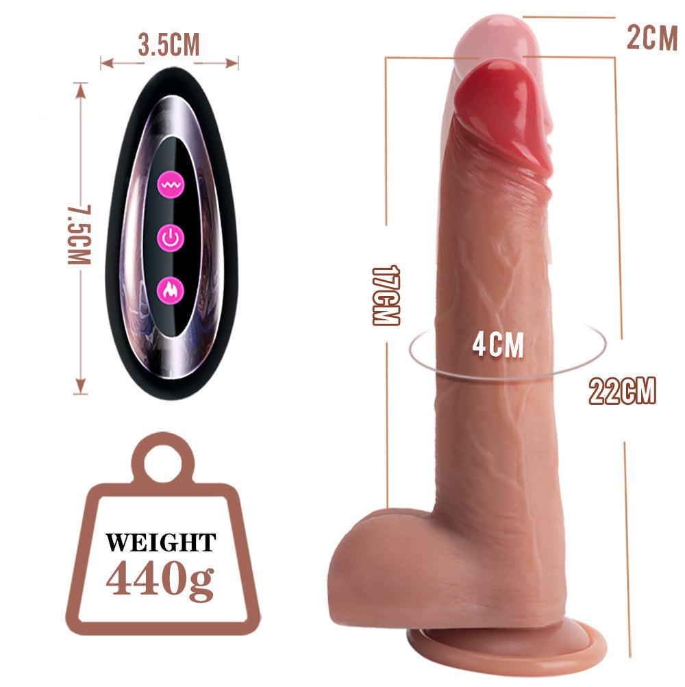 8 Inch Realistic Vibrating Control Thrusting Dildo