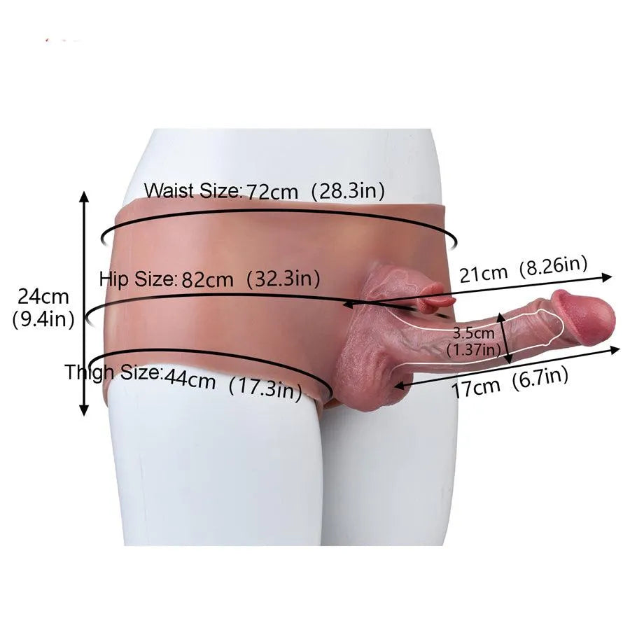8 Inch Realistic Rabbit Hollow Dildo Panties