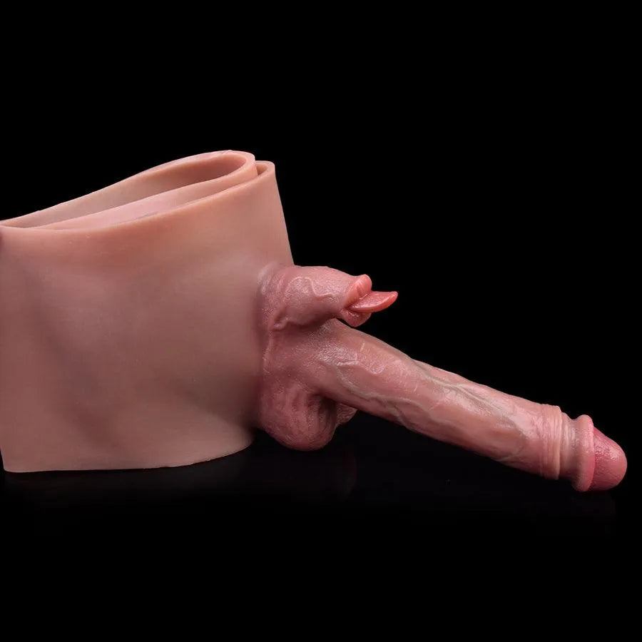 8 Inch Realistic Rabbit Hollow Dildo Panties
