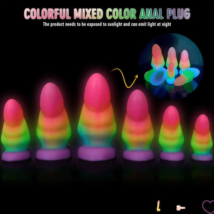 Rainbow Luminous Large Silicone Butt Plug