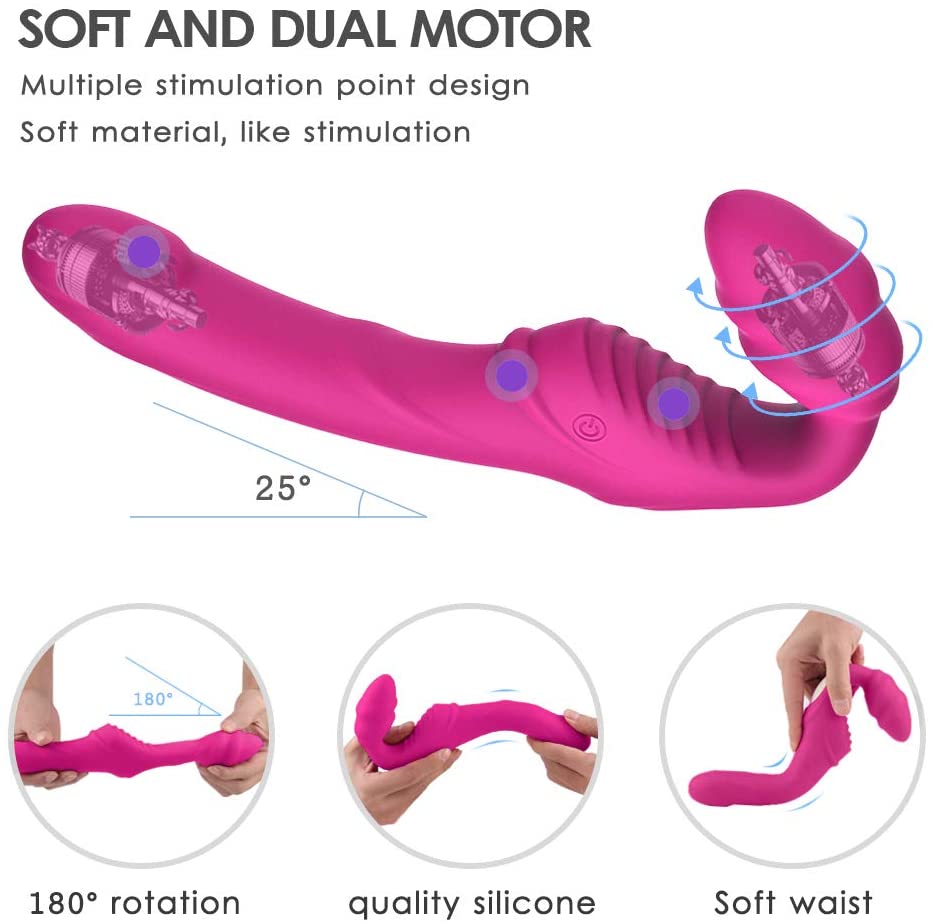 Remote Control Vibrating Strapless Strap On Silicone Dildo Vibrator