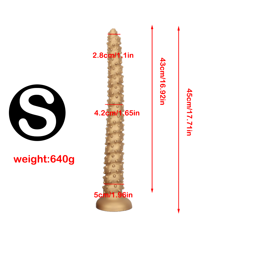 23 Inch Spiked Beaded Black Long Dildo