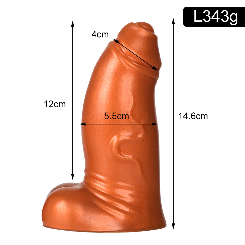 5 Inch Brown Fat Dildo with Foreskin