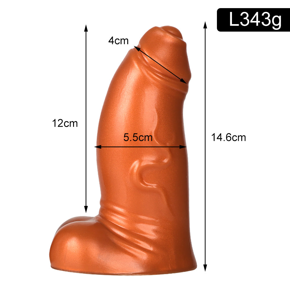 5 Inch Brown Uncircumcised Dildo with Balls