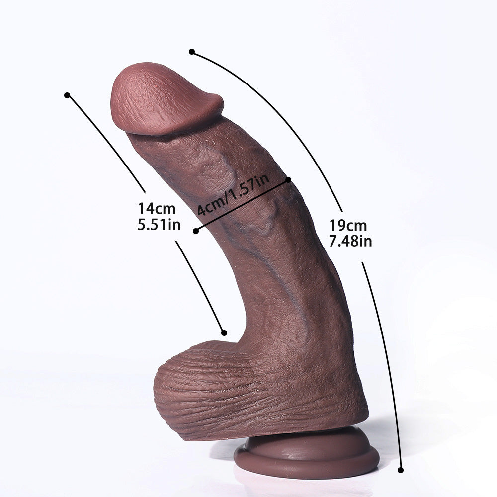 7 Inch Black Brown Curved Realistic Dildo