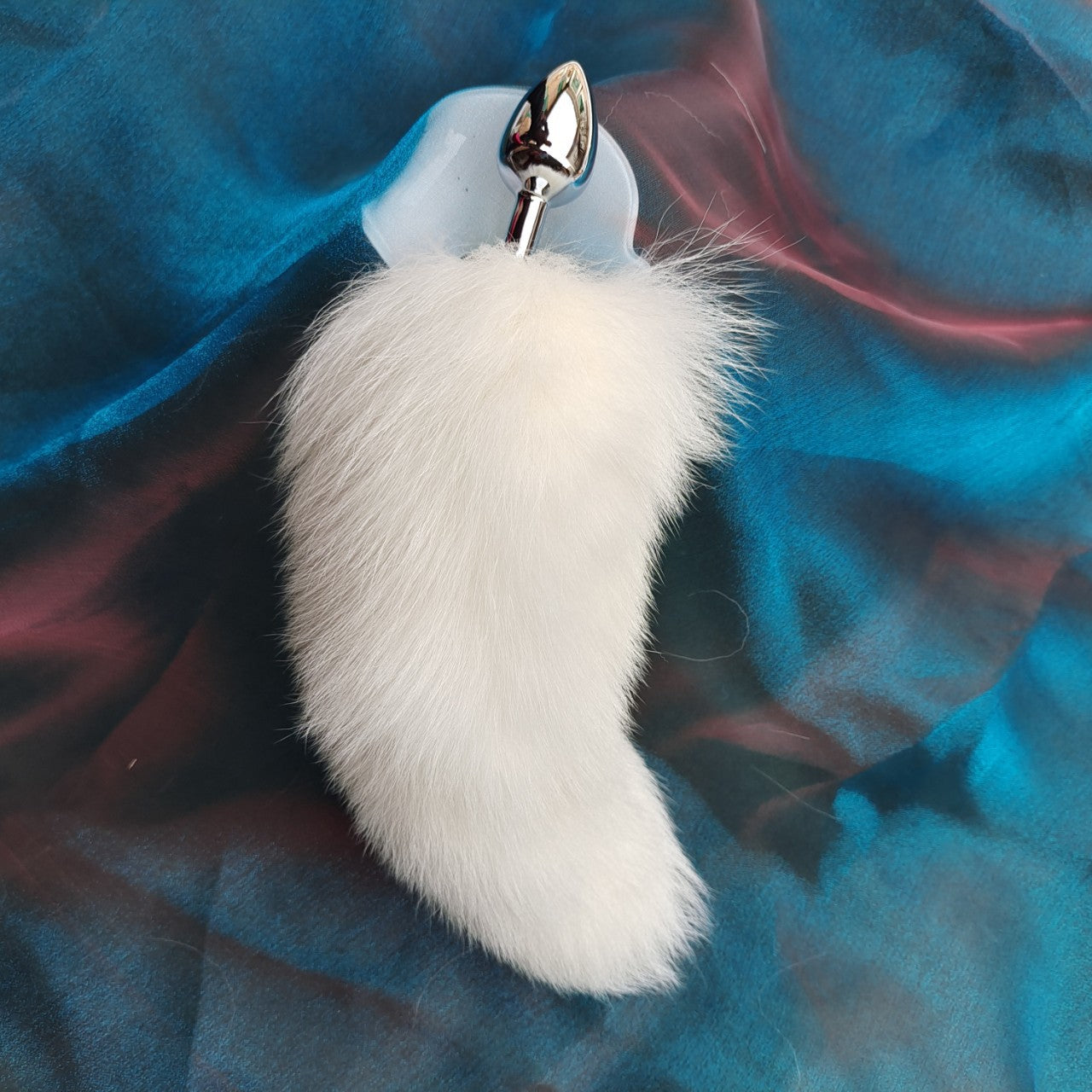 White Metal Fox Tail Butt Plug