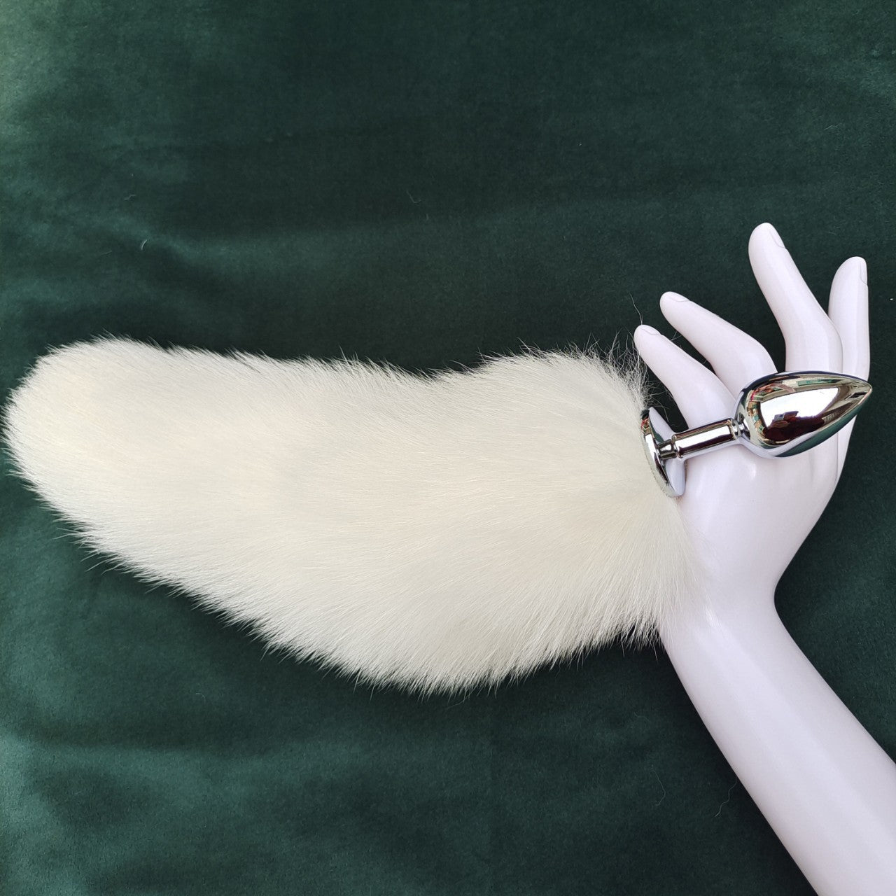 White Metal Fox Tail Butt Plug