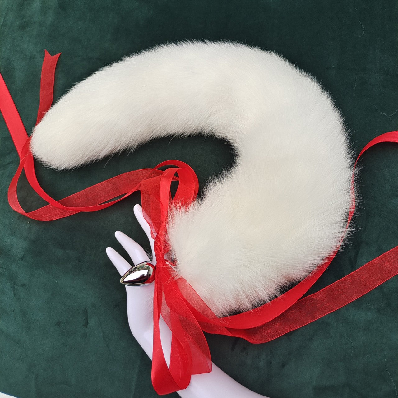 White Metal Fox Tail Butt Plug