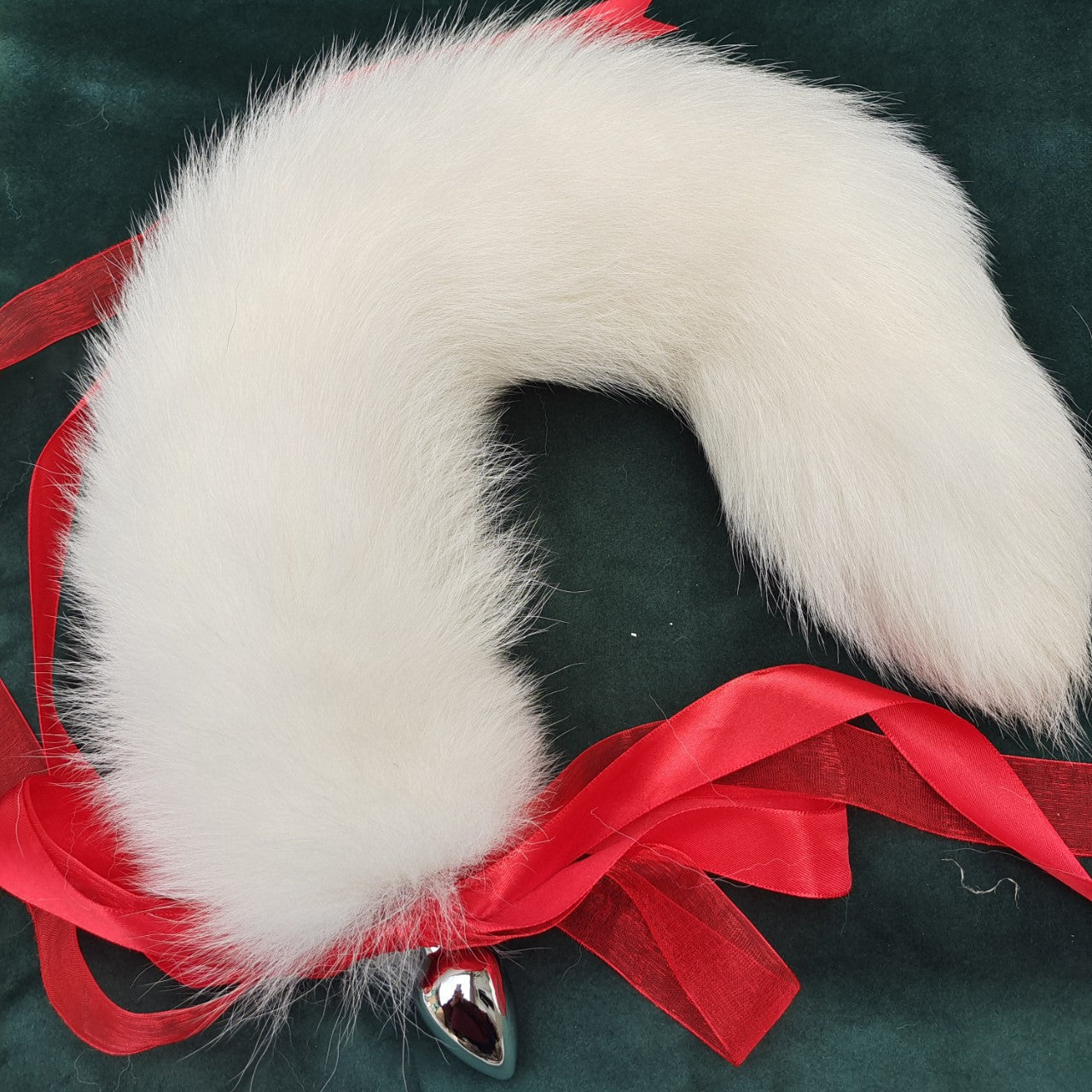White Metal Fox Tail Butt Plug