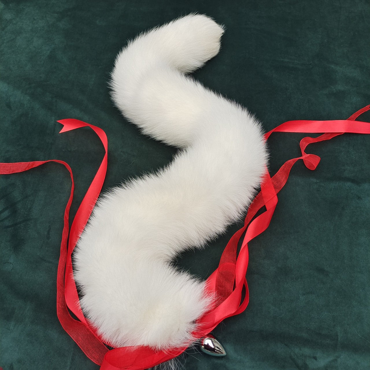 White Metal Fox Tail Butt Plug