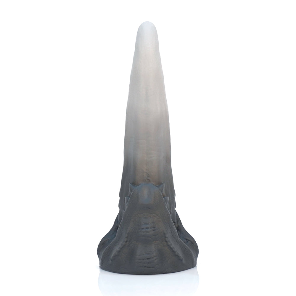 Grey Curved Tongue Silicone Fantasy Dildo