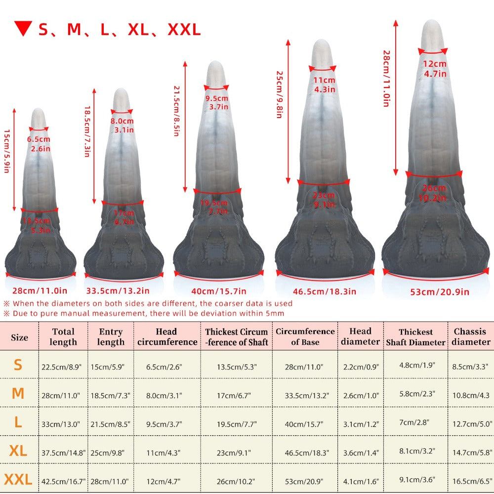 Grey Curved Tongue Silicone Fantasy Dildo