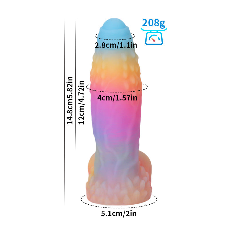 Rainbow Monster Glow In The Dark Big Dildo
