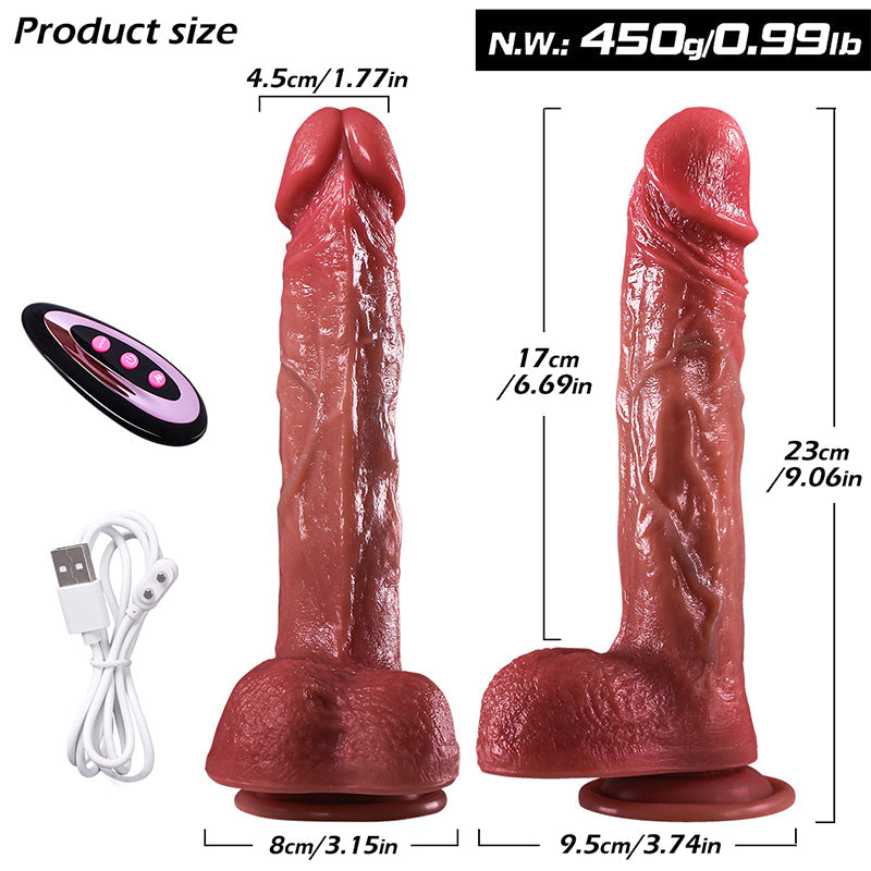 9 Inch Realistic Vibrating Thrusting Dildo With Balls