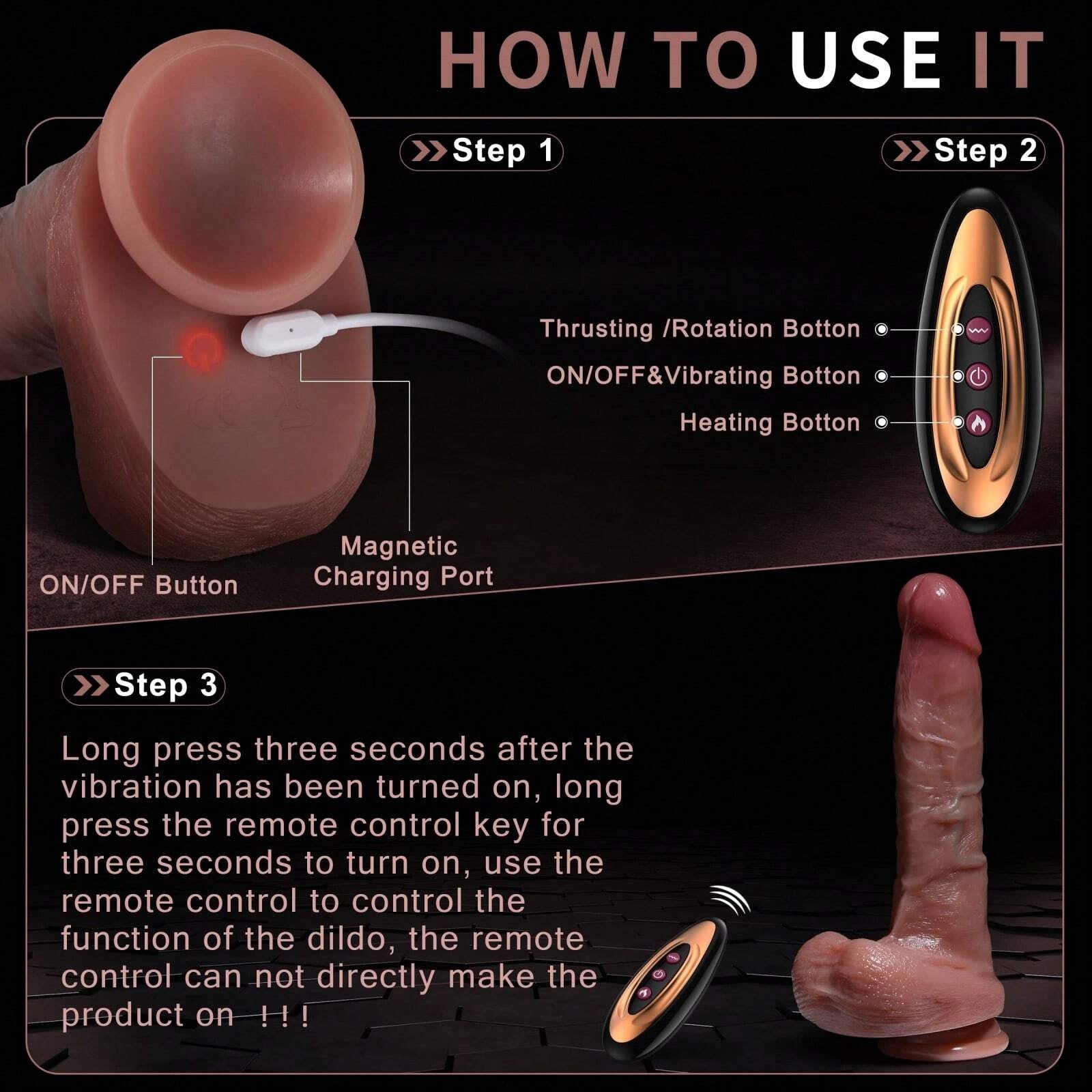 9.5 Inch Realistic Vibrating Thrusting Dildo