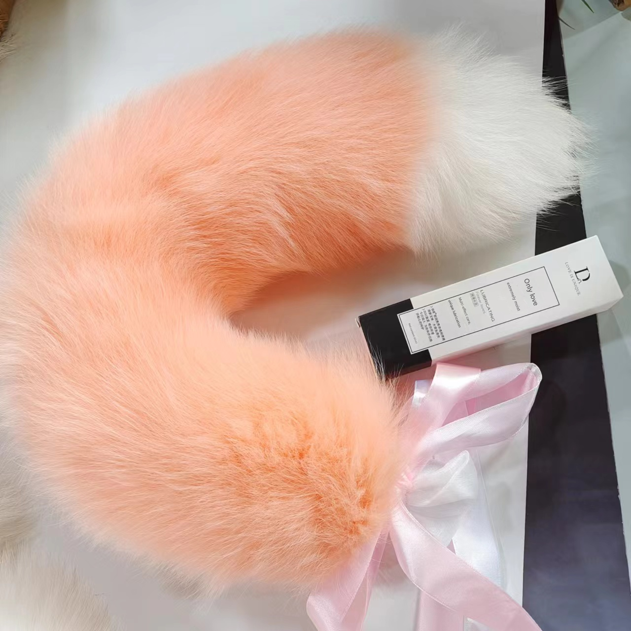 Orange Pink Metal Furry Fox Tail Butt Plug
