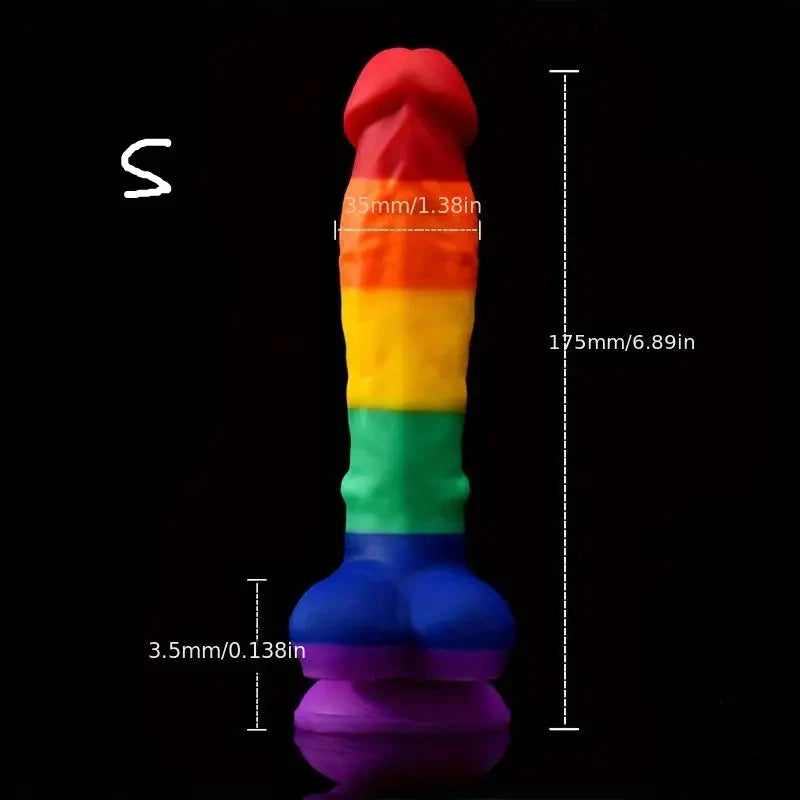 Three Sizes Silicone Realistic Rainbow Dildo