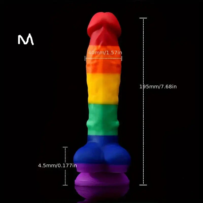 Three Sizes Silicone Realistic Rainbow Dildo