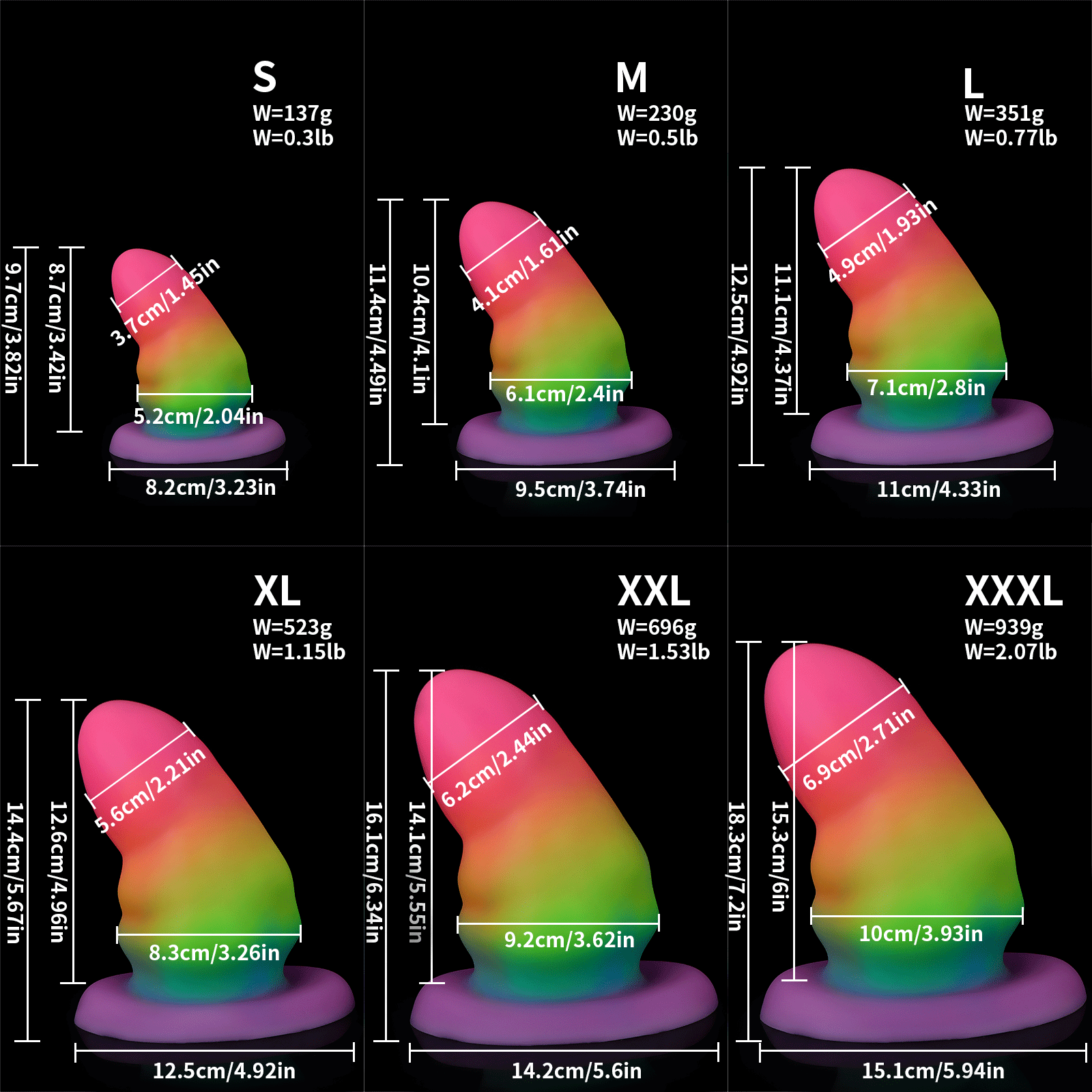 Luminous Large Silicone Butt Plug Dildo