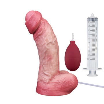 8 Inch Dual Density Squirting Dildo With Foreskin