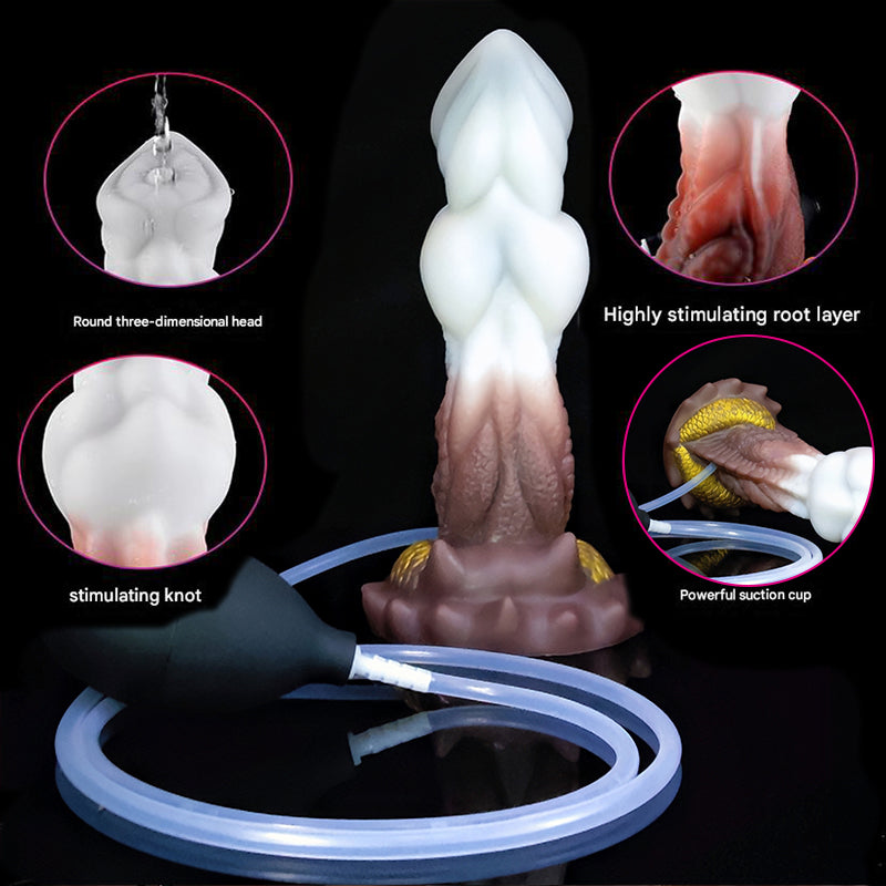 7 Inch White Brown Wolf Cock Squirting Dildo