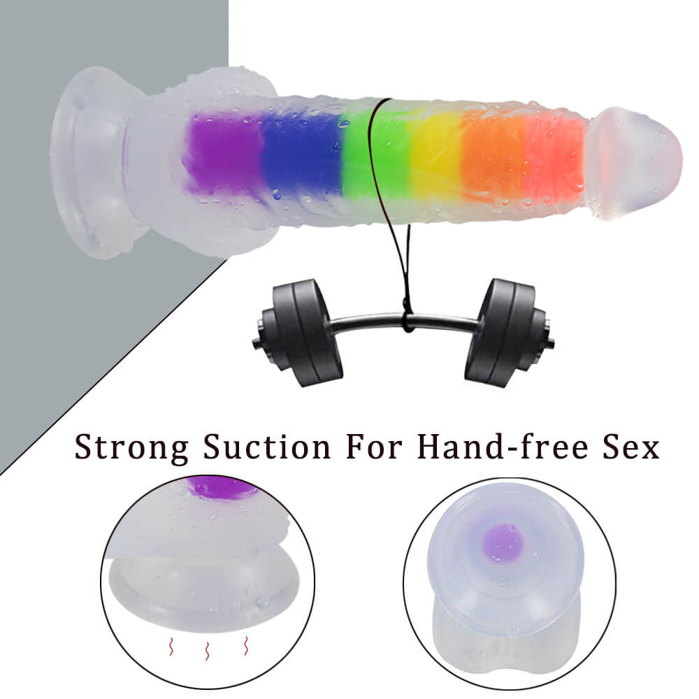 Dual Density Silicone Rainbow Jelly Dildo