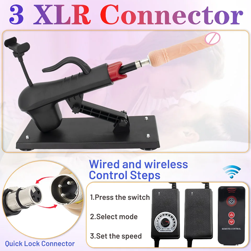 Black Remote Controlled Adjustable Powerful Sex Machine
