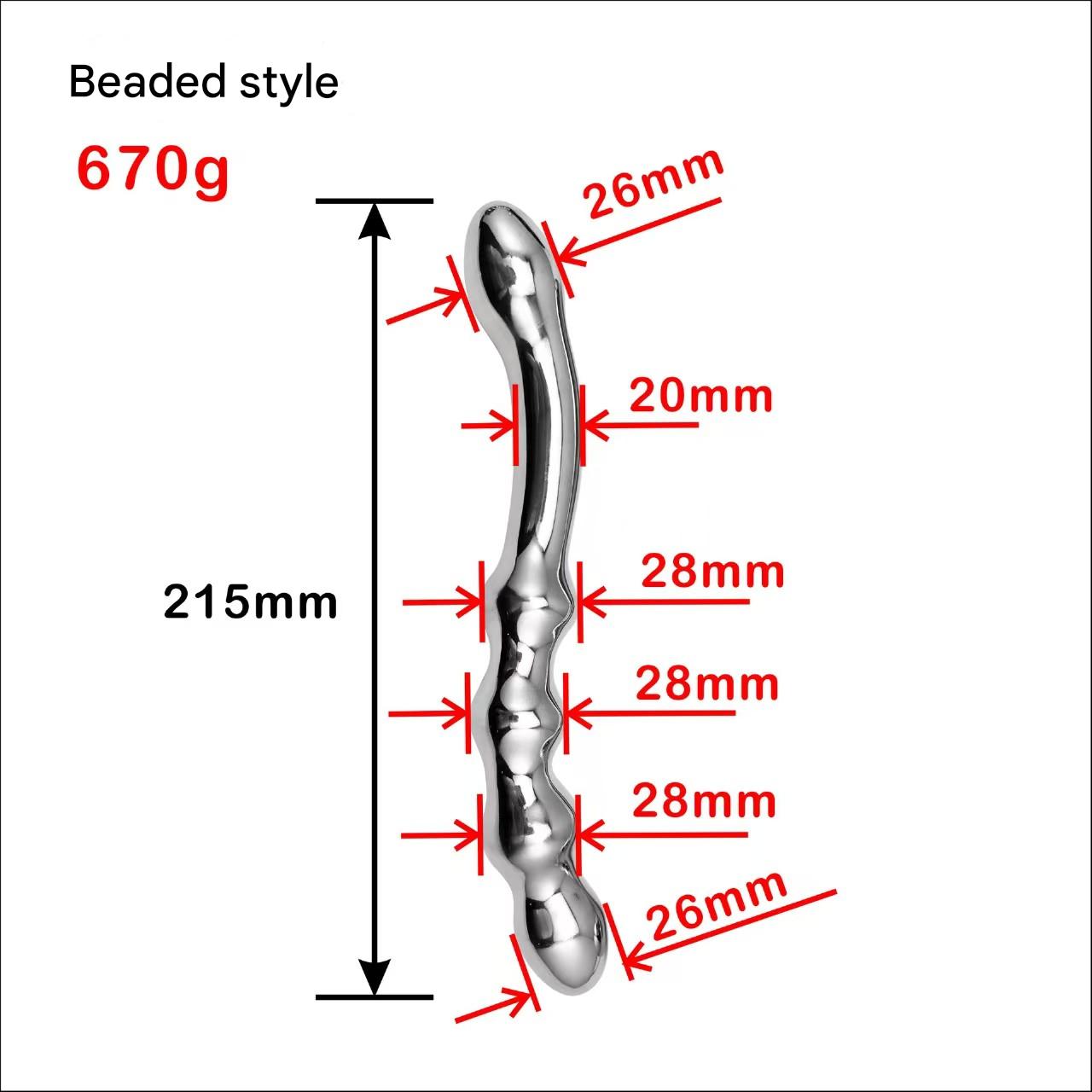 S Shaped Curved Beaded Stainless Steel Metal Dildo
