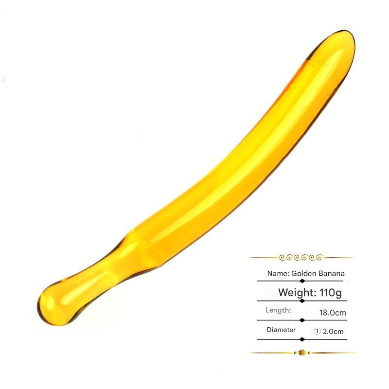 Yellow Transparent Banana Glass Dildo—Multiple sizes