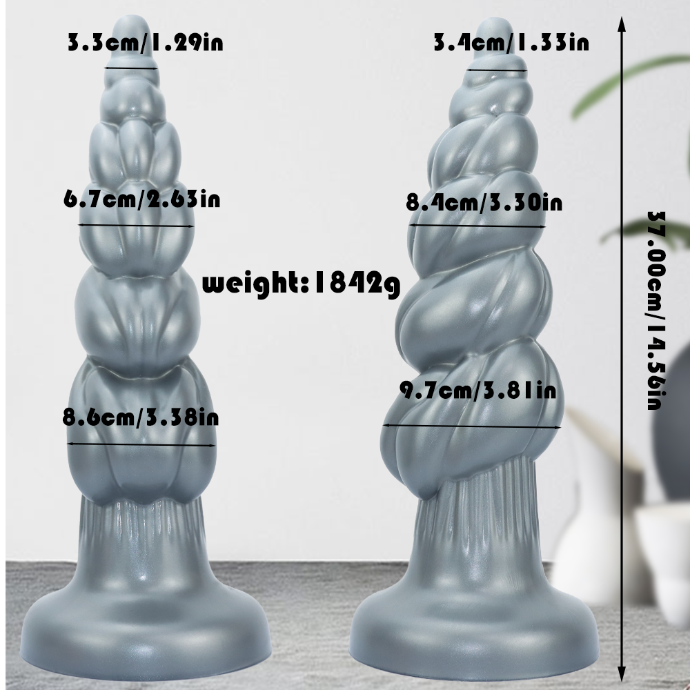 14 Inch Conical Ribbed Silicone Huge Butt Plug