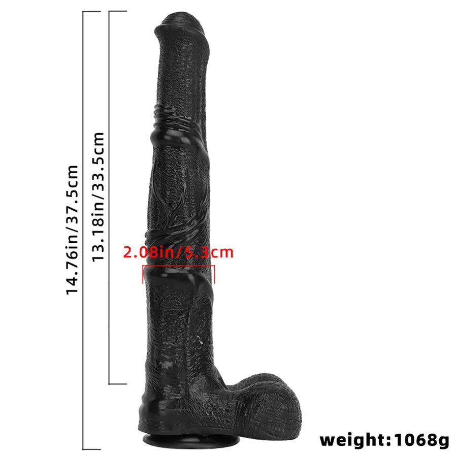 Realistic Horse Dildo Black 14 Inch