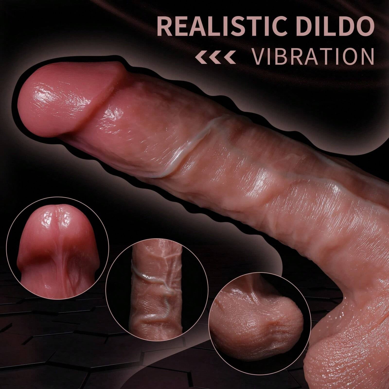 9.5 Inch Realistic Vibrating Thrusting Dildo With Balls