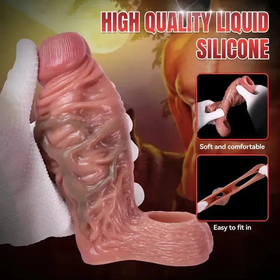 Silicone Textured Open Enlargement Penis Sleeve