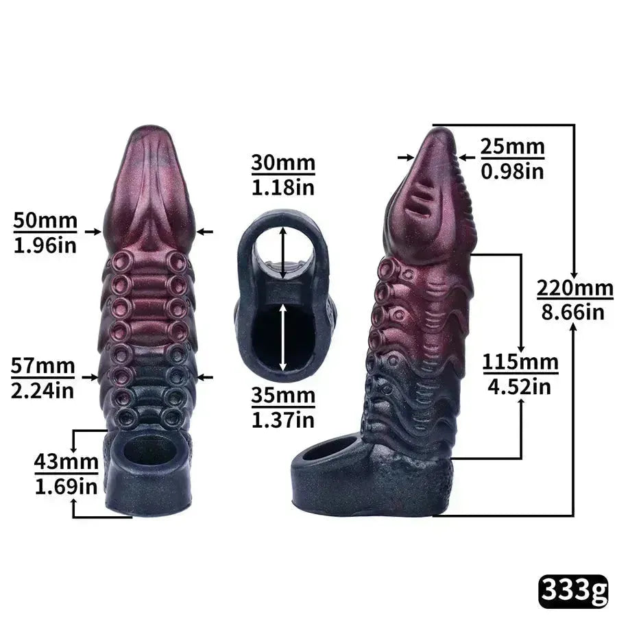 8 Inch Pointed Monster Tentacle Penis Extension Sleeve