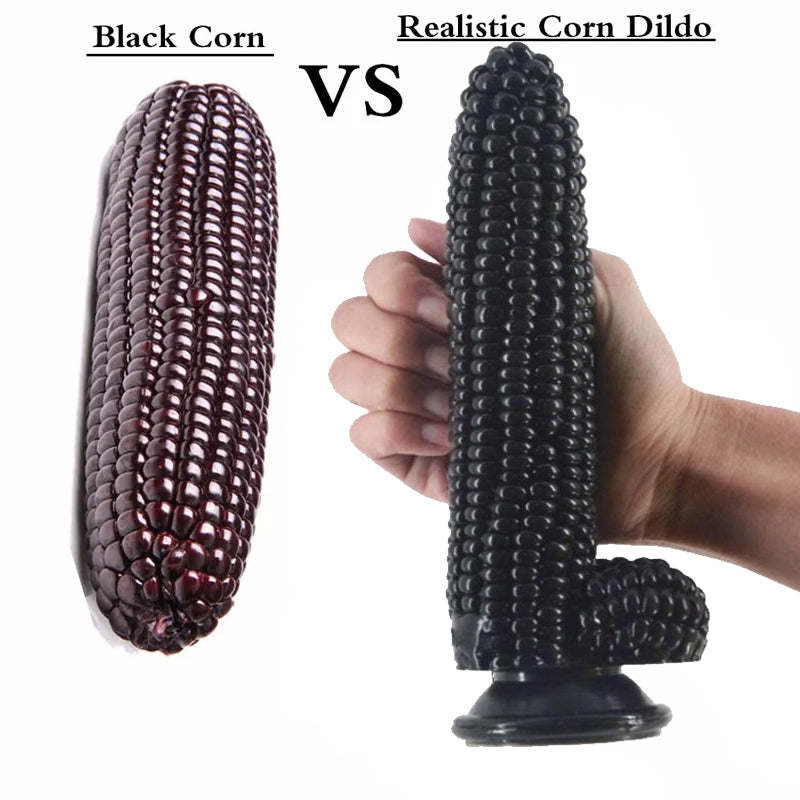 Black 7 Inch Silicone Realistic Corn Dildo