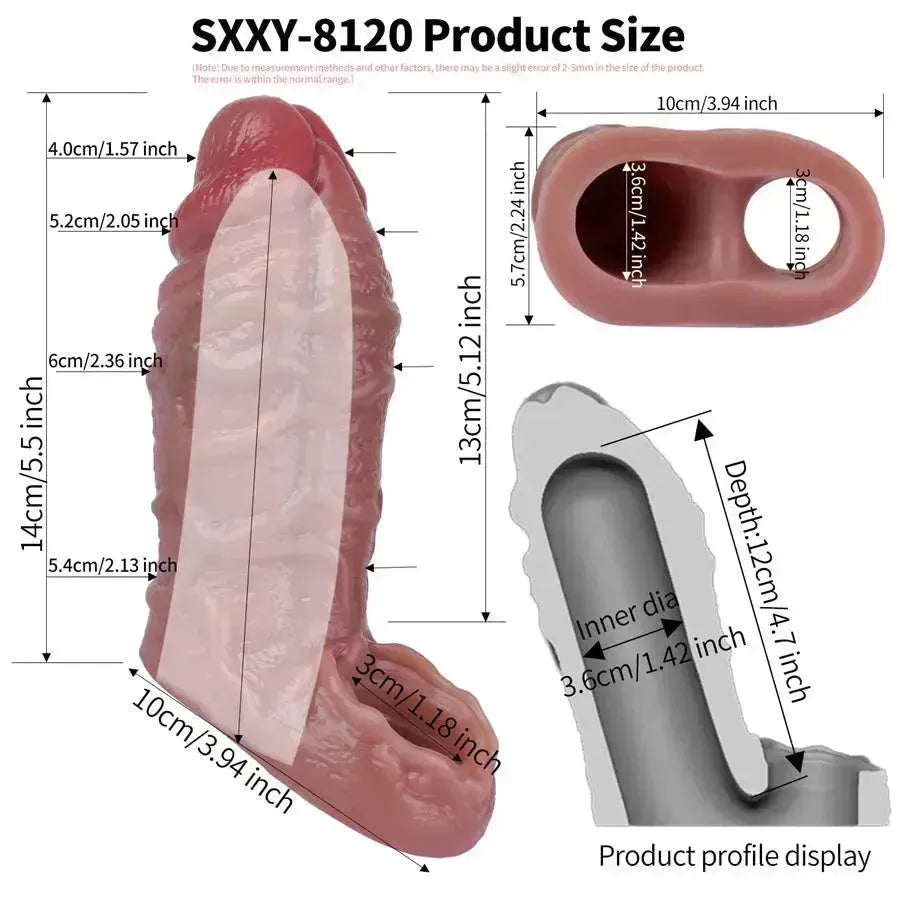 2 Inch Wide Silicone Realistic Penis Extension