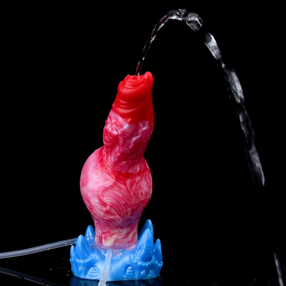 Red Dog Knot 7 Inch Inflatable Squirting Dildo