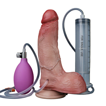 Soft Platinum Silicone Inflatable Squirting Dildo