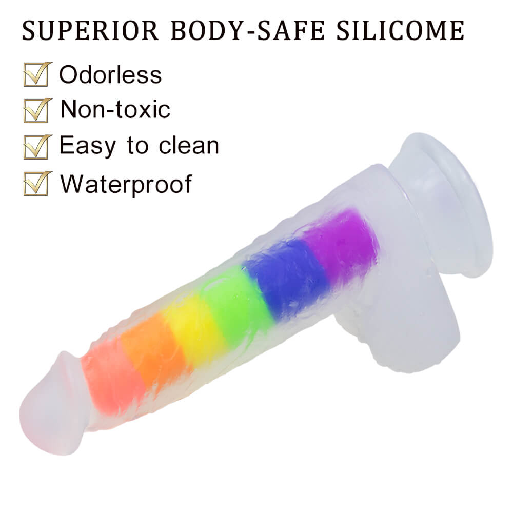 Dual Density Silicone Rainbow Jelly Dildo