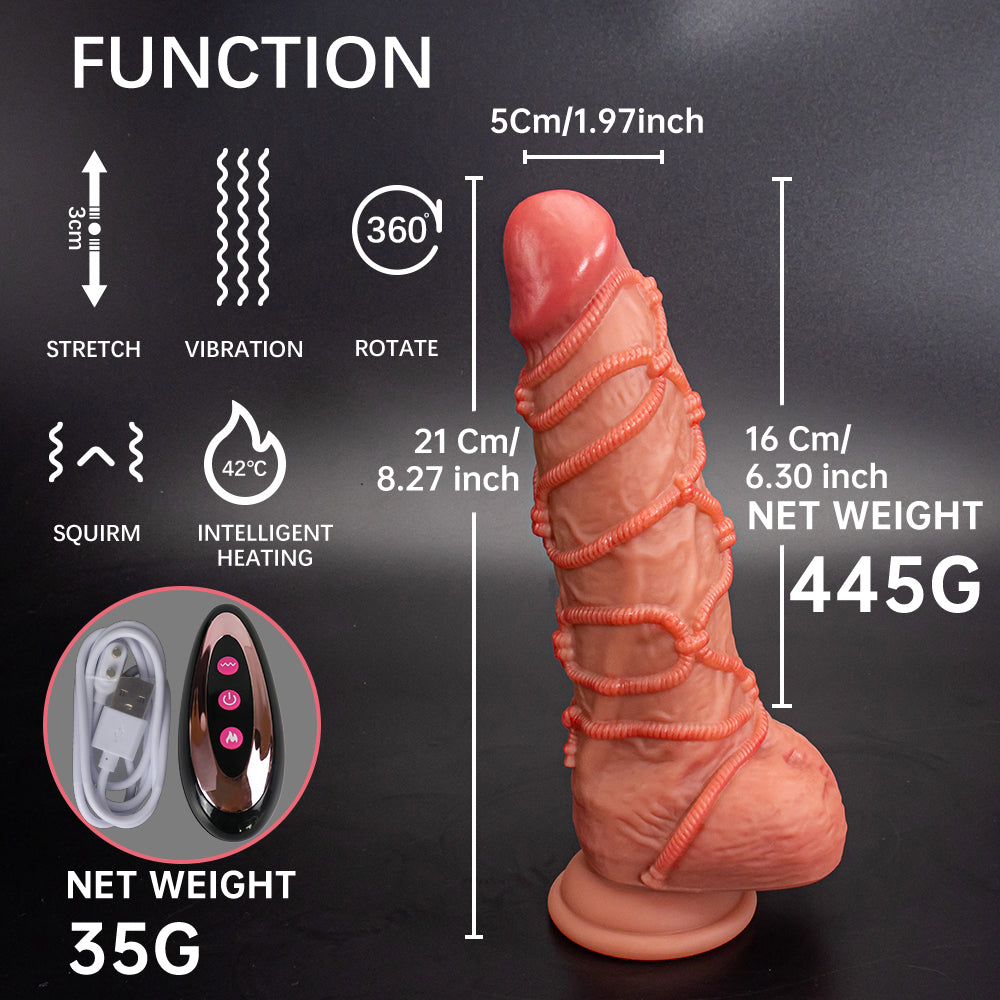 8 Inch Bondage Control Thrusting Dildo