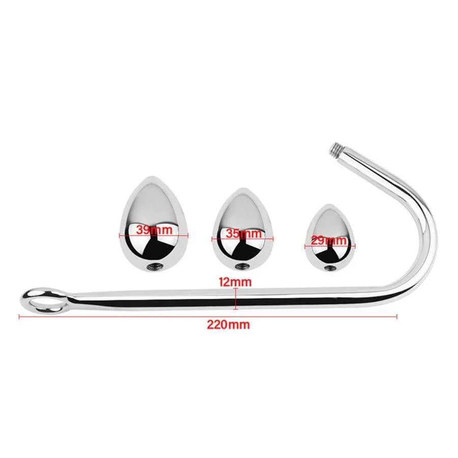 Metal Butt plug Hook with Three Balls