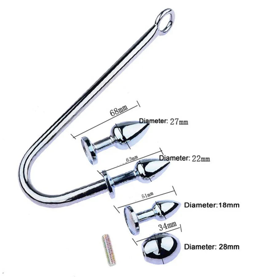 Removable Metal Anal Hook Butt Plug Set