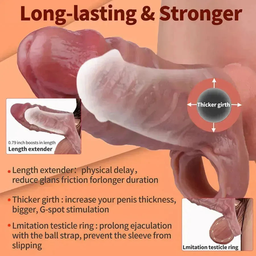 2 Inch Wide Silicone Realistic Penis Extension