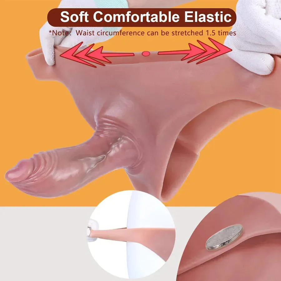 6 Inch Wearable Penis Sleeve Hollow Dildo Panties