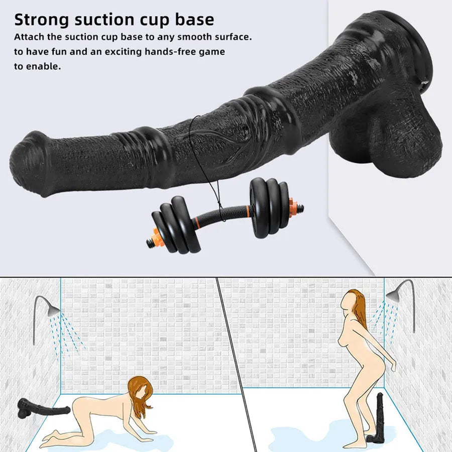 Realistic Horse Dildo Black 14 Inch