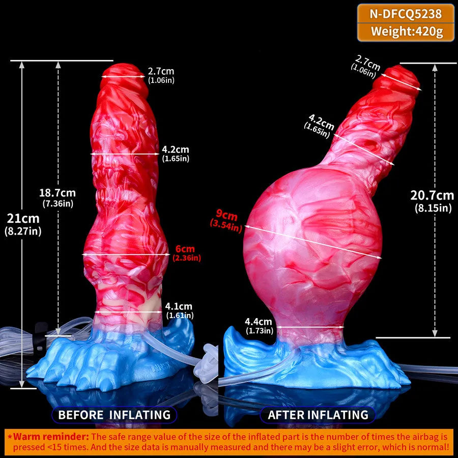 8 Inch Inflatable Knot Dog Squirting Dildo